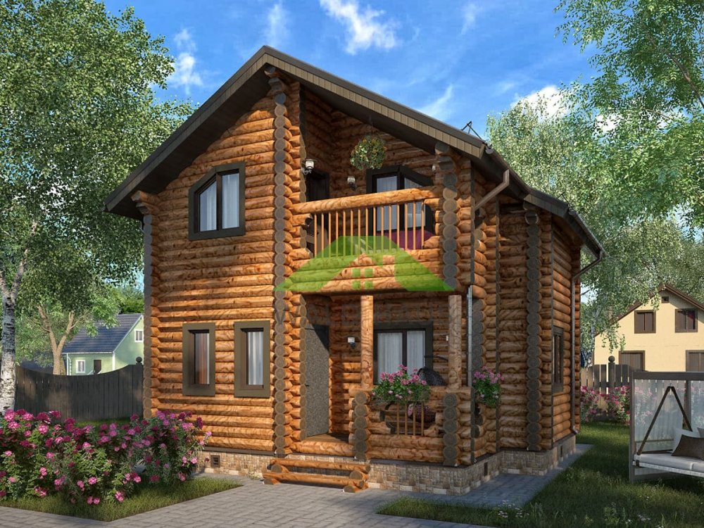 Дом из бревна Д-77 - проект дома 7,0х7,3