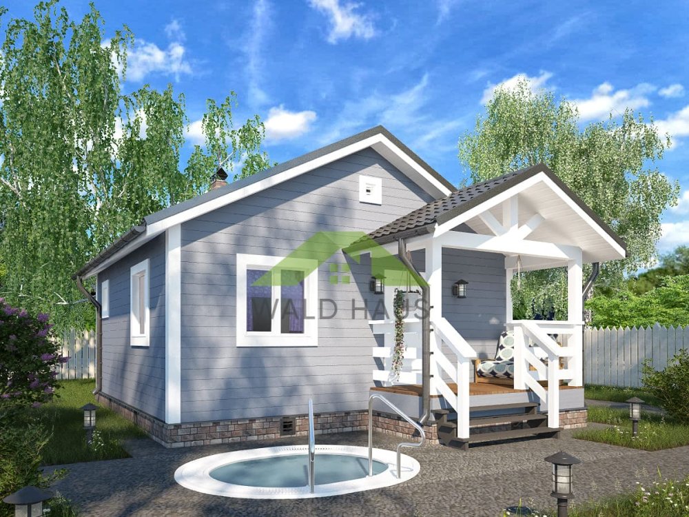 Каркасная баня Простоквашино - Проект каркасной бани 6х7,5 м