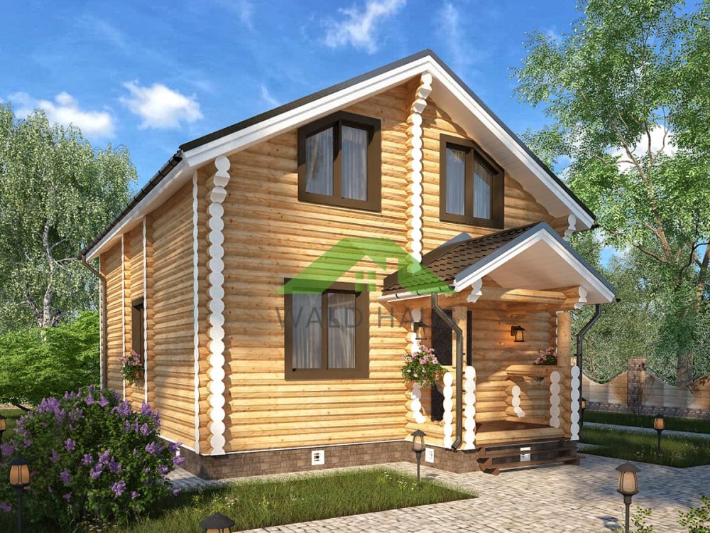 Дом из бревна Дерби - проект дома 8,0х11,0