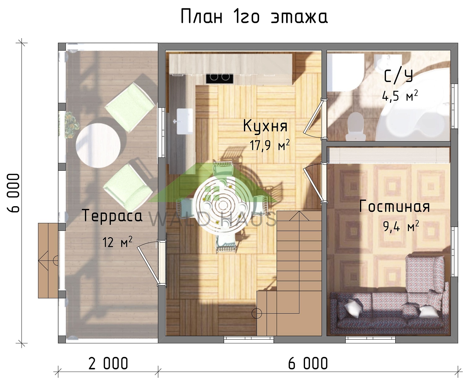 Дом из профбруса Ростов - Проект дома 6х6м