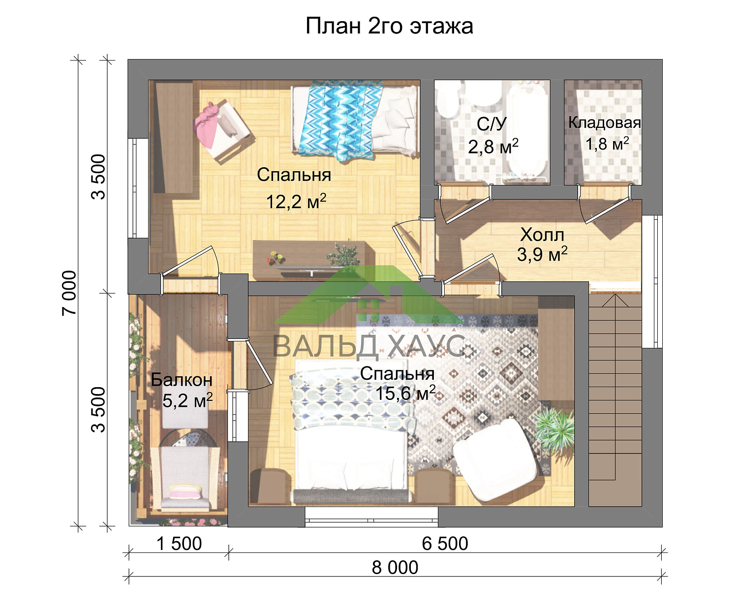 Каркасный дом Тарвас - Проект дома 7,0 х 8,0