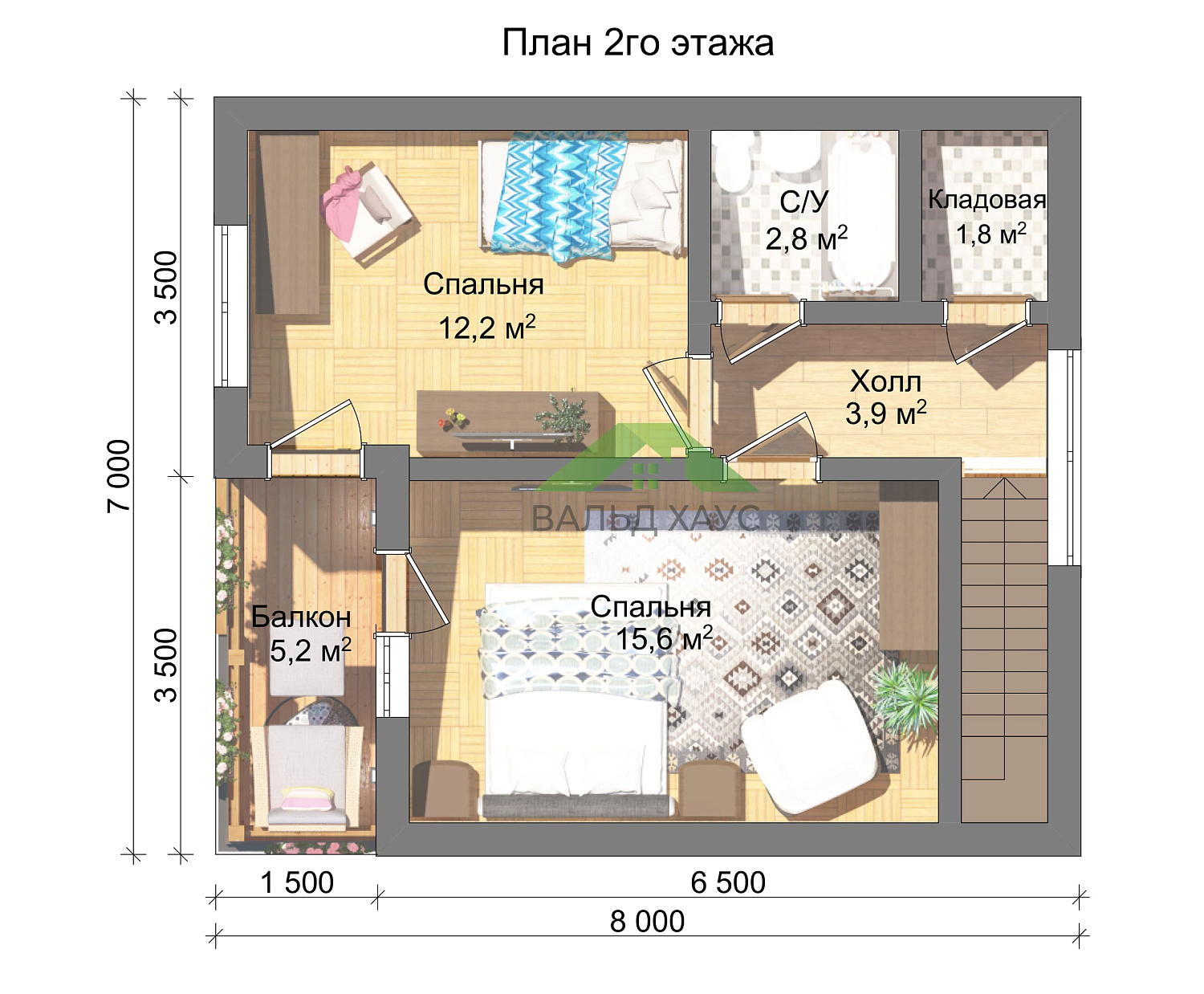 Каркасный дом Тарвас - Проект дома 7,0 х 8,0